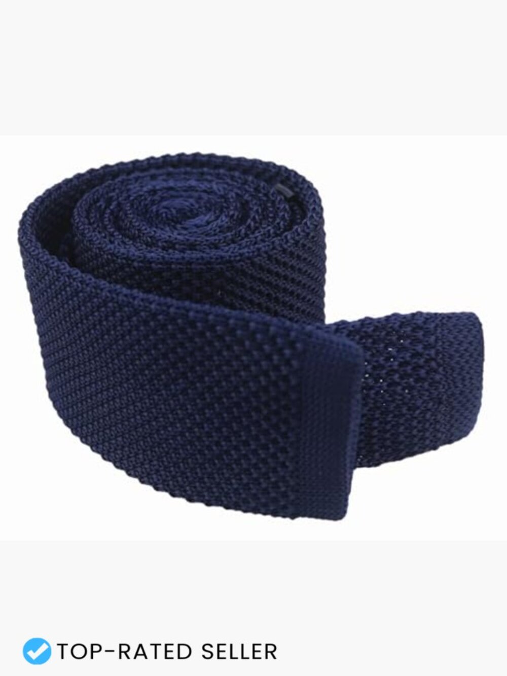 Textured Knit Skinny Tie Slim Fit Business Casual Smart Necktie Square Cut - Picture 4 of 4
